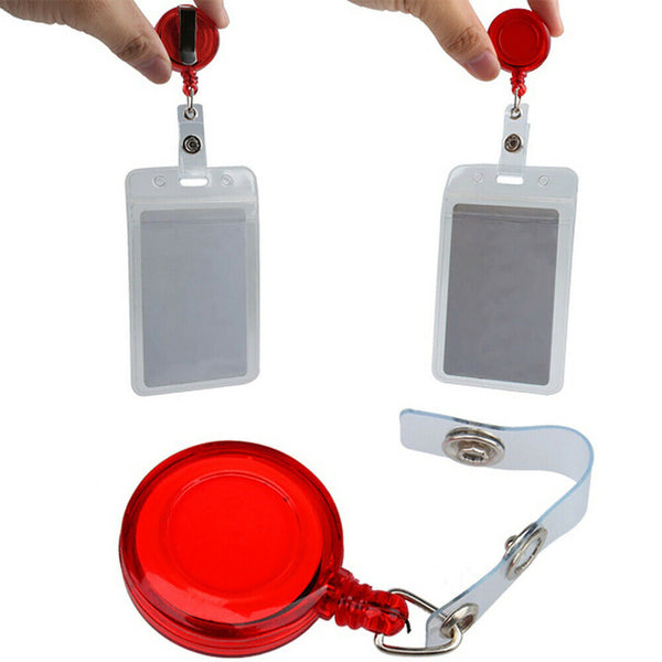 10x Retractable Badge Holder ID Card Plastic Work Key Ring Security Clip Reel AU
