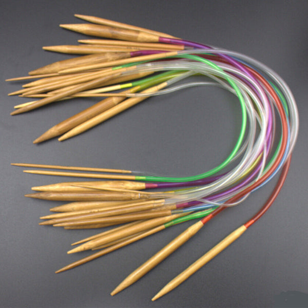 18PCS/Set 120CM Tube Carbonized Circular Bamboo Knitting Needles Yarn Tools AU