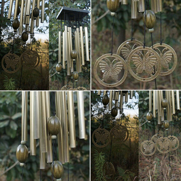 Large Wind Chimes Bell Stainless Butterfly 12 Tube Outdoor Windchime Garden Yard
