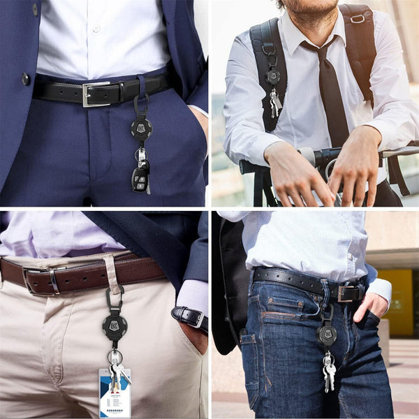 2pcs Retractable Heavy Duty Pull Ring Key Chain Recoil Keyring Wire Rope Key Holder