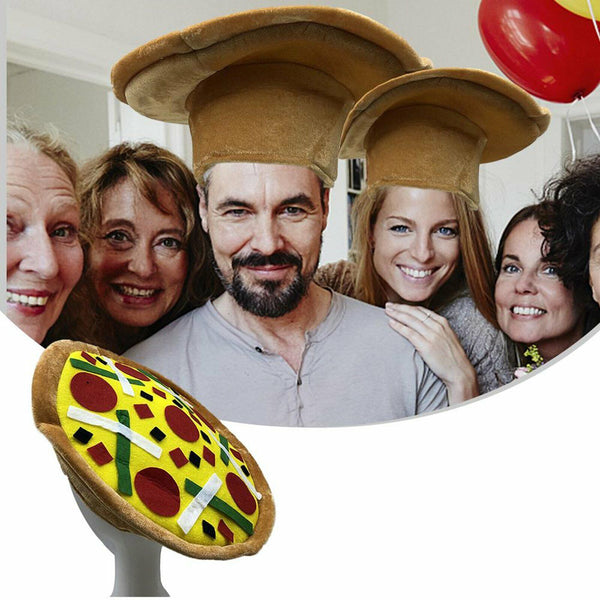PLUSH PIZZA HAT Italian Costume Party Hat Funny Halloween Italy Oktoberfest Hats