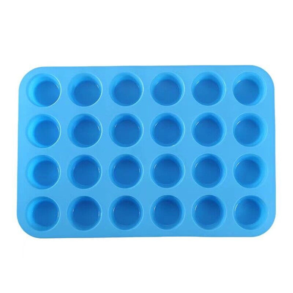 24 Cavity Pan Tray Silicone Mould Mini Cupcake Cookie Baking Mold Muffin Cup AU