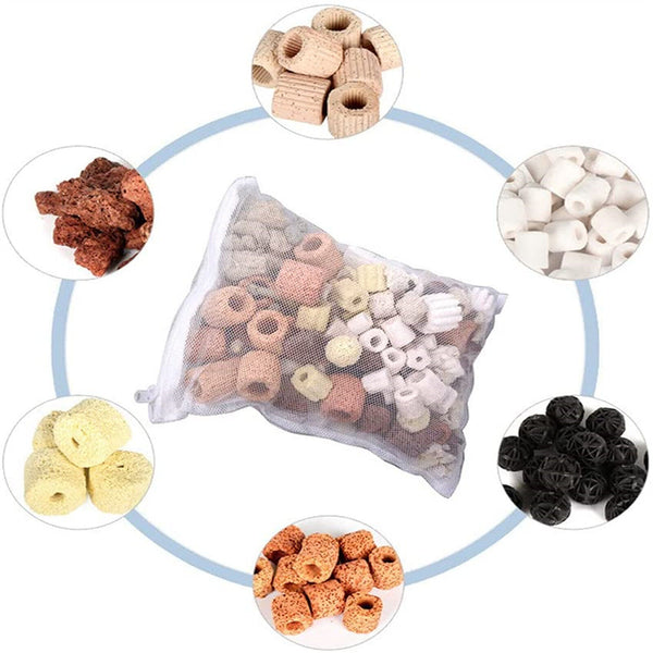 Aquarium Filter Bags Fish Tank Ball Media Mesh Bag Storage with Zipper