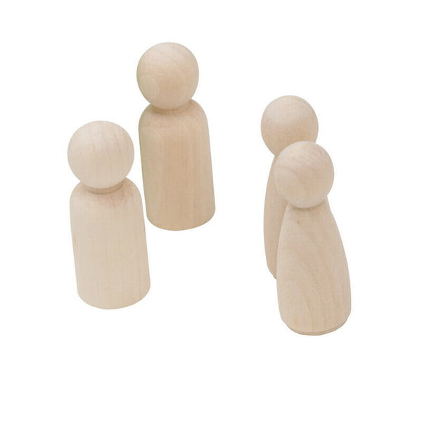 20X Unfinished Wooden Peg Dolls Wooden Tiny Doll Bodies People Decor Wood Crafts