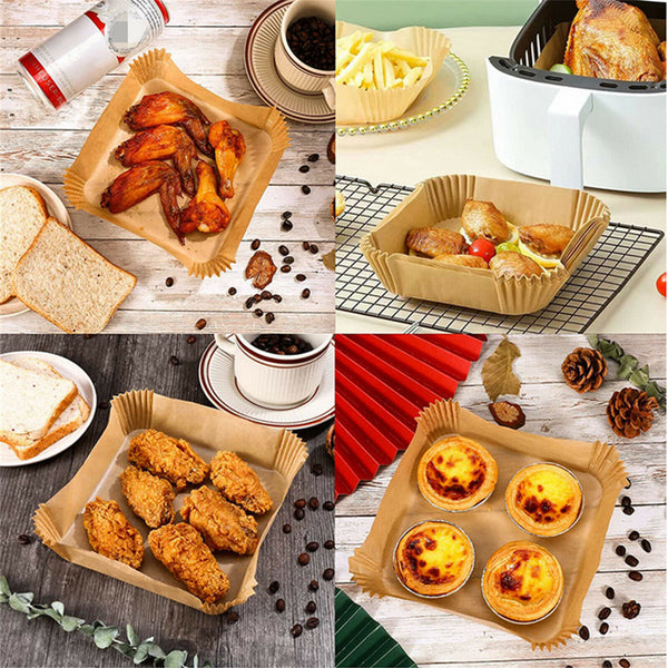 50/100x Disposable Liner Pan Parchment Oil Non-Stick Air Fryer Paper Baking Oven