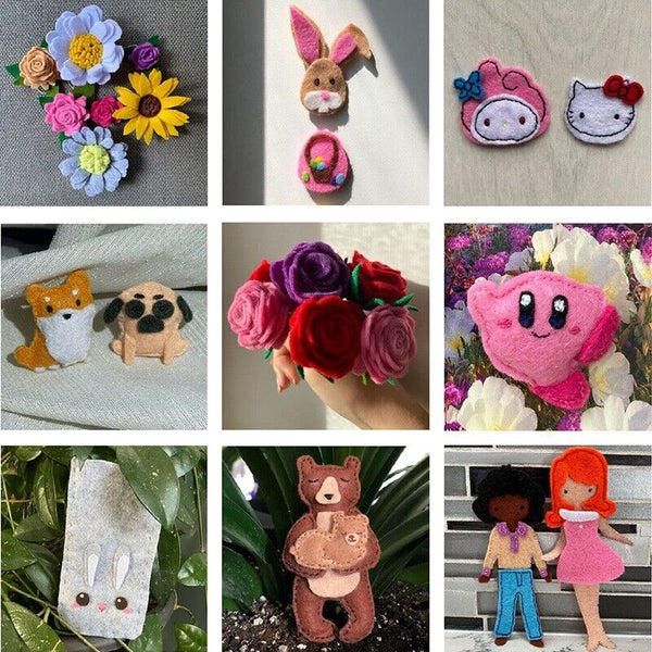 10 x Handicraft A4 Sheet Felt Fabric Crafting 1mm thick sewing Glue Scrapbooking