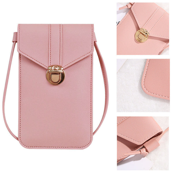 New Touch Screen Cell Phone Bag Crossbody Clear Window Mobile Phone Bag Purse AU