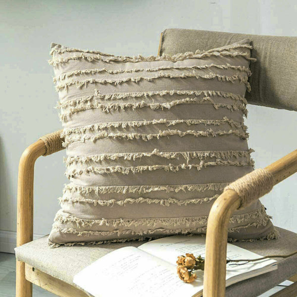 Boho Tassels Fringe Cushion Cover Striped Decorative Lounge Cushion Cover 45x45