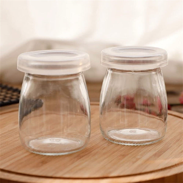 200ML 12pcs Glass Pudding Jars Glass Jars for Yogurt Milk Parfait with Lid Caps
