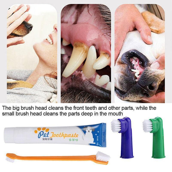 1PC Pet Dog Cleaning Toothpaste+Toothbrush+ Back Up Brush Set Vanilla Flavour AU