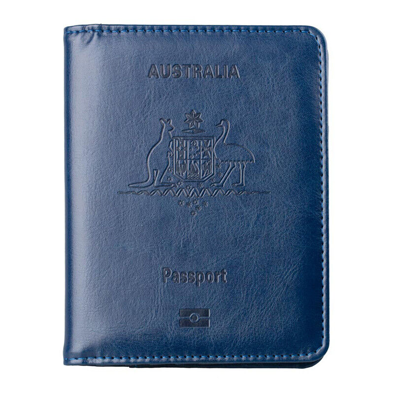 Blue Leather RFID Blocking Passport Travel Wallet Holder ID Cards Cover Case - Lets Party