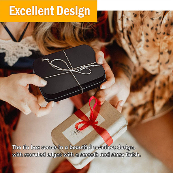 12PCS Storage Box Small Jewelry Candy Coin Key Organizer Tin Box Flip Black Gift