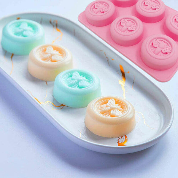 6 Cavity Honey Bee Shaped Silicone DIY Handmade Soap Candle Mold Craft Mould AU