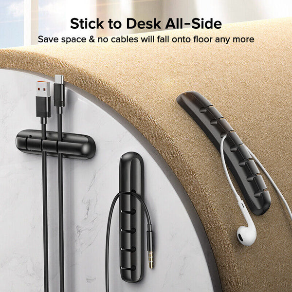 3x USB Charge Cable Holder Desk Cable Clips Organizer Cord Management 3/5/7Cilps