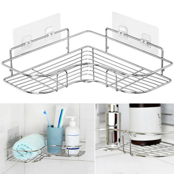 Bathroom Stainless Steel Shower Caddy Corner Storage Shelf Holder Rack Organiser
