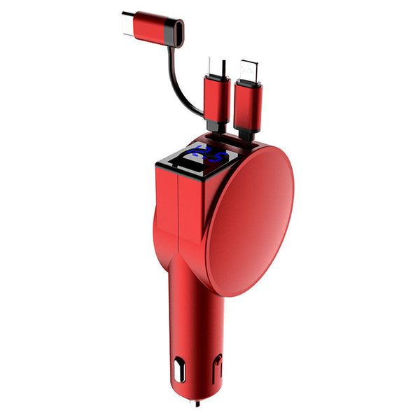 3 IN 1 Fast Retractable Car Charger USB Port Charging Adapter for iPhone Android