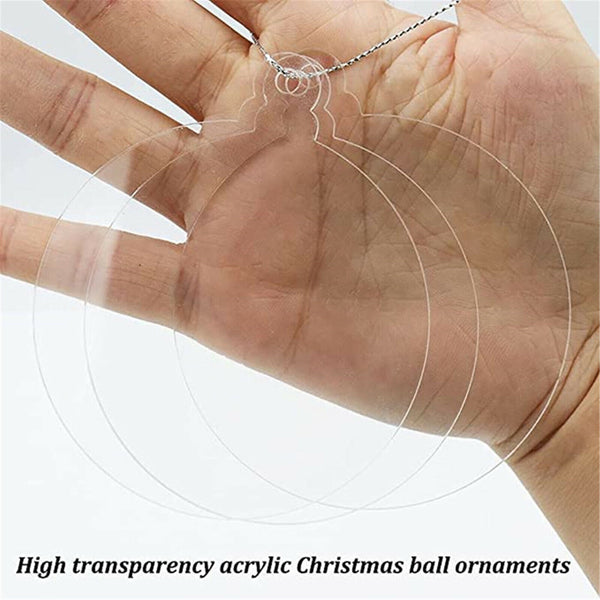 20 Pcs Clear Blank Acrylic Christmas Bauble DIY Xmas Decoration 75mm Flat Decor