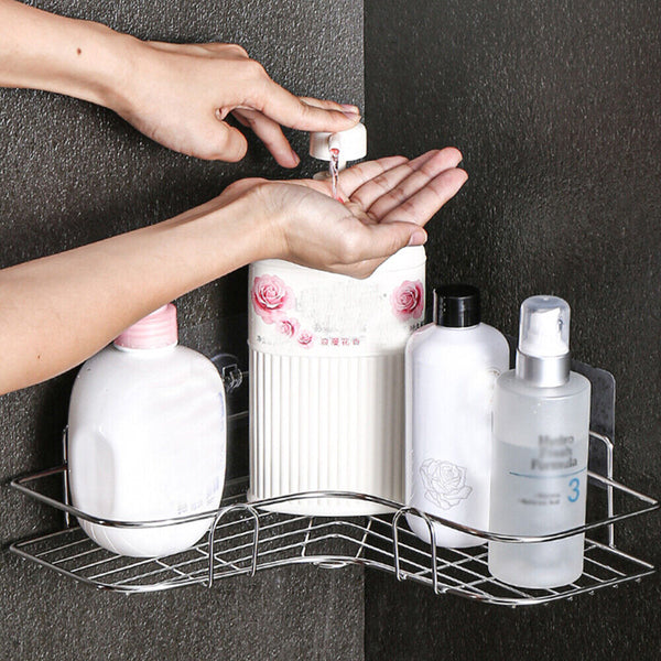 Bathroom Stainless Steel Shower Caddy Corner Storage Shelf Holder Rack Organiser
