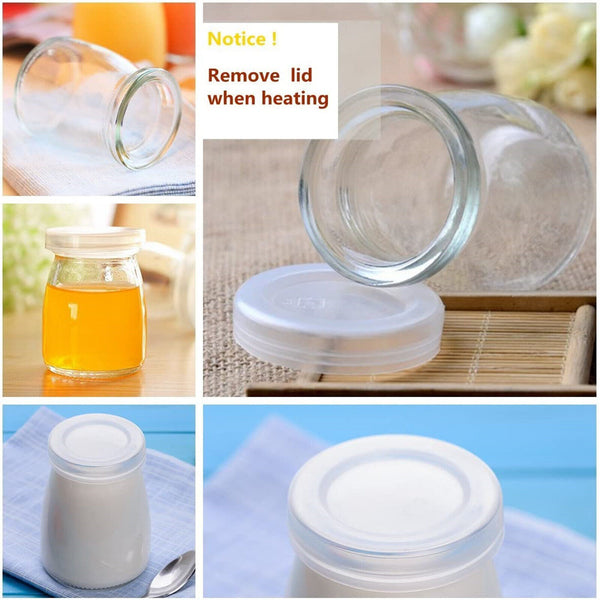 200ML 12pcs Glass Pudding Jars Glass Jars for Yogurt Milk Parfait with Lid Caps