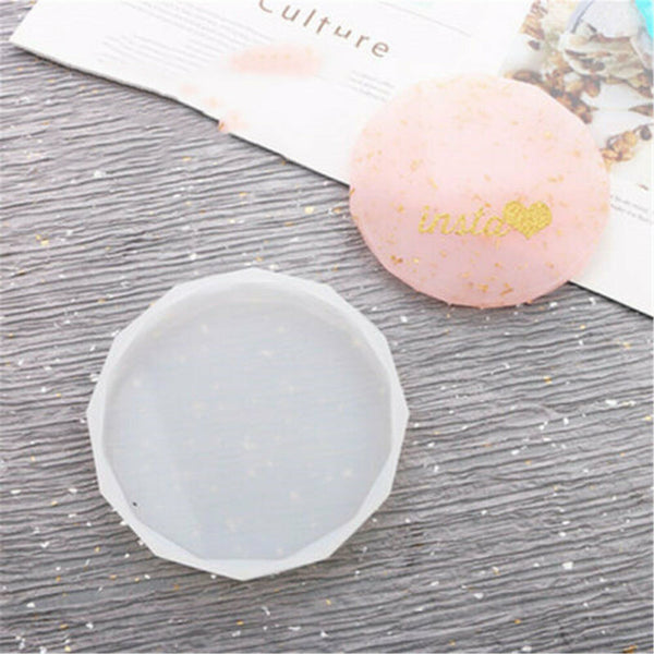 2x Coaster Resin Casting Heart Mold Silicone Agate Making DIY Mould Tool Craft