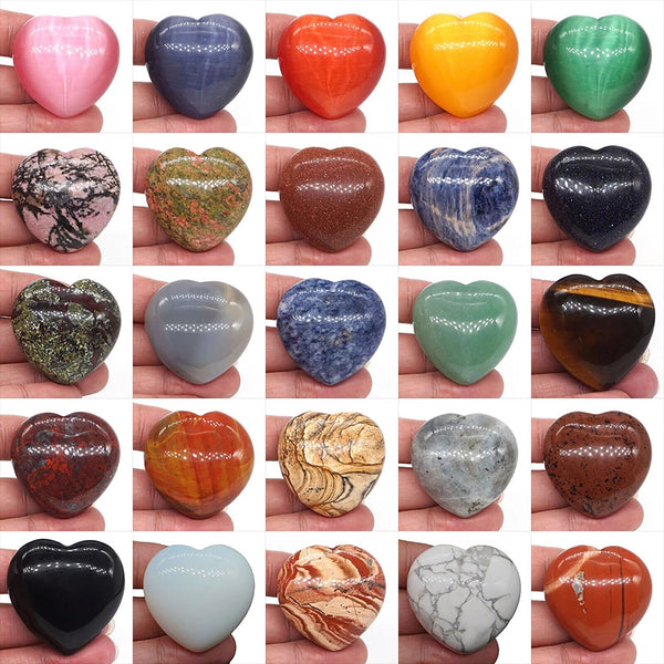 Heart Shape Crystal Gemstones Pendant Natural Quartz Chakra Healing Stone