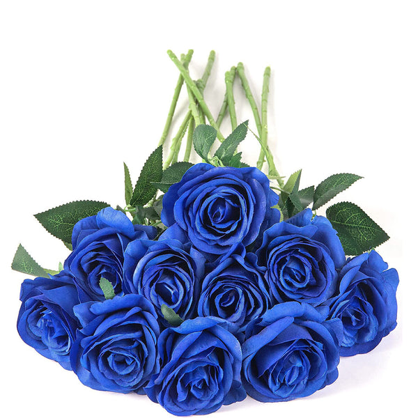 UP 50X 51cm Long Stem Artificial Rose Flowers Velvet Bunch Wedding Home Bouquet