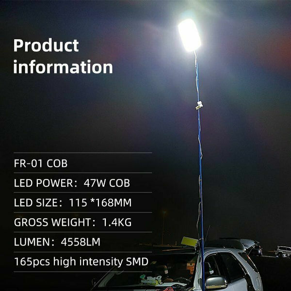 500W Telescopic Fishing Rod Pole Camping Lamp Car Repair LED COB Light Lantern