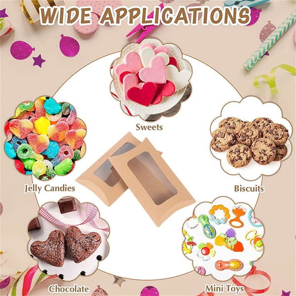 10-100PCS Pillow Favor Bag Candy Gift Box Kraft Paper Gift Favour Wedding Party