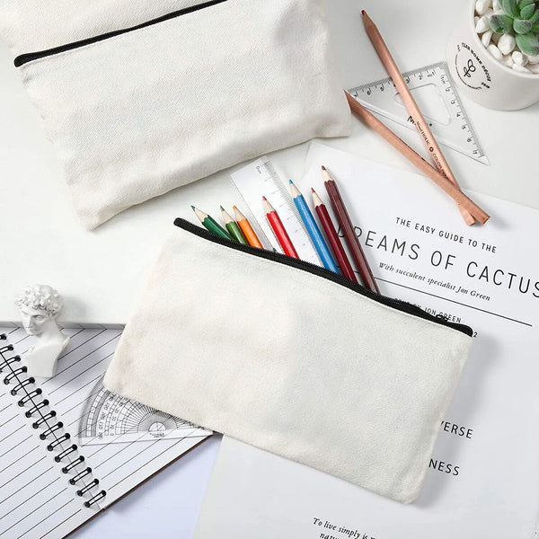 20Pcs Canvas Zipper Pouch Bags Canvas Makeup Bags Pencil Case Blank DIY Craft AU