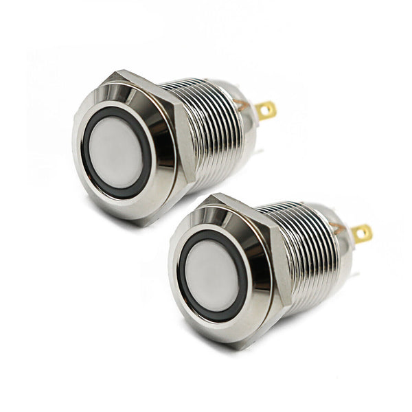 12V 12mm Car Boat Push Button Metal Latching Switch LED Light Waterproof