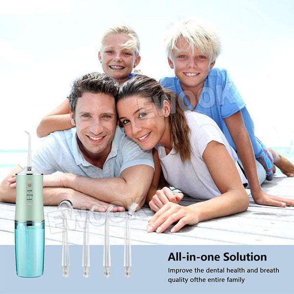 Cordless Oral Irrigator Water Jet Dental Teeth Flosser Tooth Cleaner 4 Nozzles - Lets Party