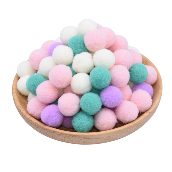 DIY Mixed Colour Mini Soft Fluffy Pom Poms Pompoms Ball 8-30mm for Kids Tool 1.5 - Lets Party