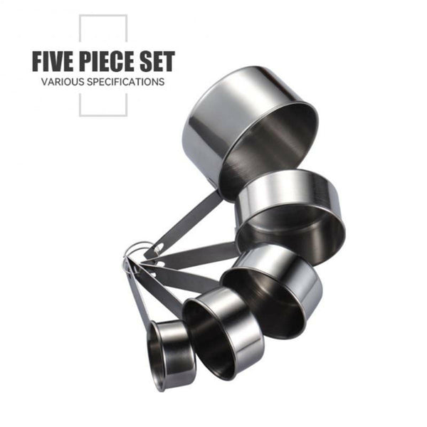 5 Pcs Stainless Steel Measuring Cups and Spoons Set Kitchen Baking Gadget Tools