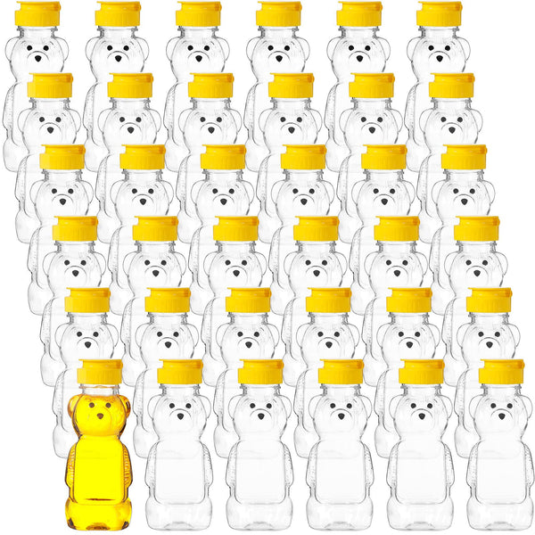 10X Plastic Empty Honey Bear Bottle Squeeze Bear Cup Flip Top Lid Jar Storing