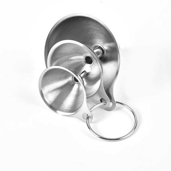3X Stainless Steel Funnel Oil Liquid Funnel Metal Funnel With Hanging Rings