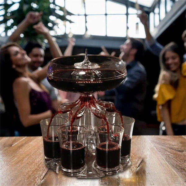 6 Shot Liquor Dispenser w/Shot Glasses Set for Home Gathering Bar Party Supply