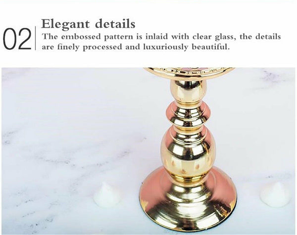 2xWedding Gold Metal Candy Jar Dessert Table Decor Covered Biscuit Glass Storage