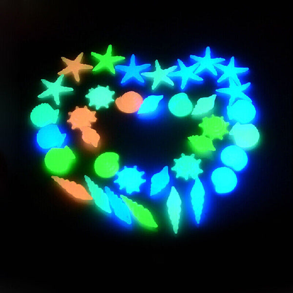 50Pcs Shell Pebbles Stone Glow in the Dark Rock Fish Tank Stones Garden Road AU
