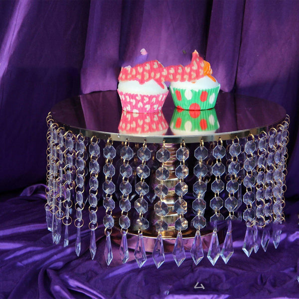 1 Crystal Gold Round Cupcake Cake Stand Birthday Bar Party Dessert Candy Wedding - Lets Party