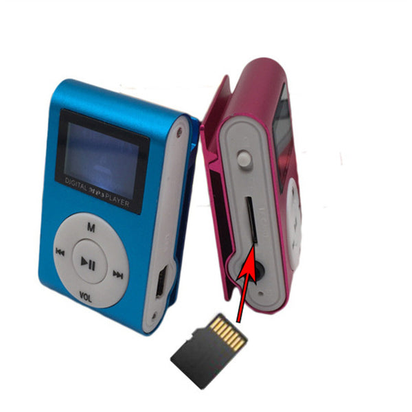 MP3 Player With Clip-on Mini Portable LCD Screen Support Micro SD TF Card Stereo