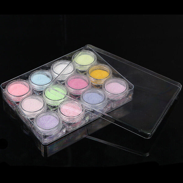 24PCS 12 Colors Nail Art Candy Glitter Powder Set Sugar Matte Effect Dipping DIY