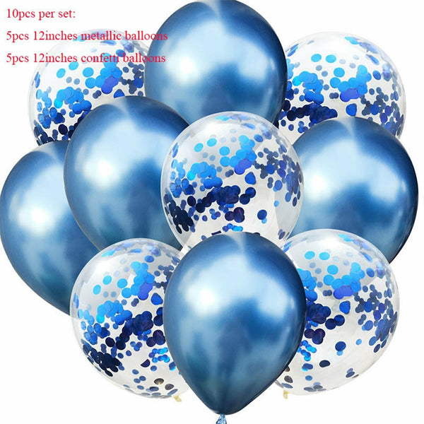 10X Confetti Metallic Chrome Retro Balloons Set Wending Birthday Decor Balloon