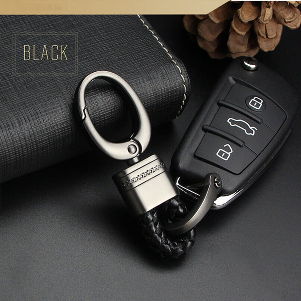 2PCS Hand-Woven Metal Leather Key Chain Ring Keyfob Car Keyring Keychain Gift AU