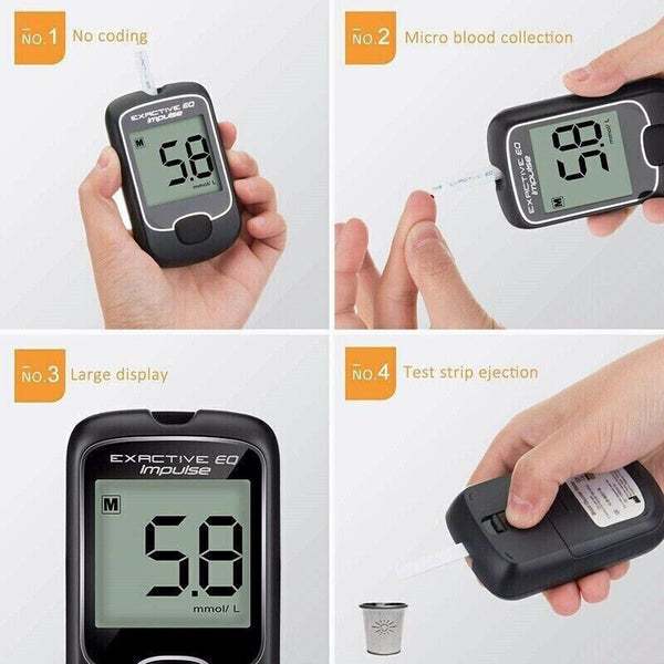 Blood Glucose Monitor Diabetes Testing Kit Blood Sugar Meter with 50 Test Strips