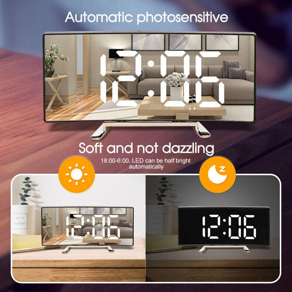 Bedside Digital Clock LED Display Desk Table Time Temperature Alarm Snooze Decor