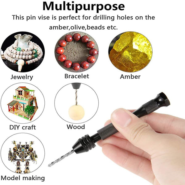 20pcs Mini Hand Drill Vise Hand Bit Twist Woodworking Set Precision Pin