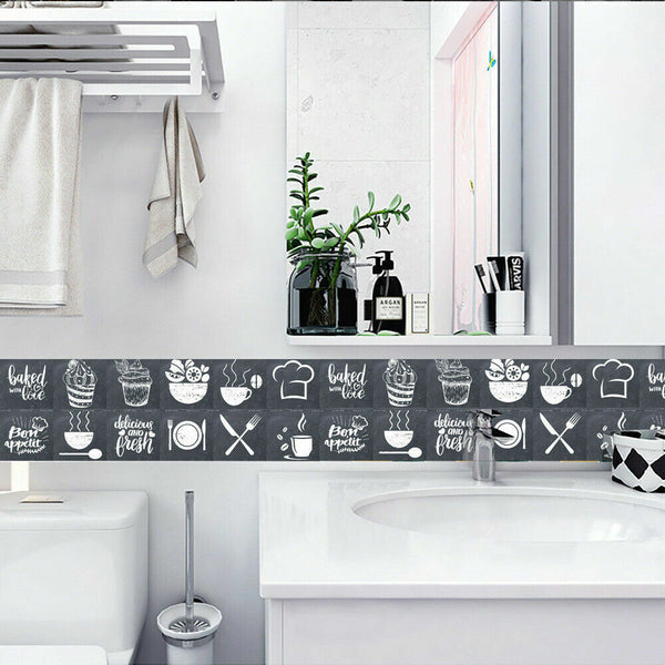 24x Mosaic Wall Tile Stickers Self-adhesive Kitchen Stick on tiles 15x15CM Decor