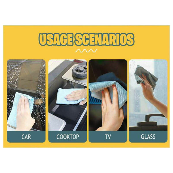 5/10X Fish Scale+Microfiber+Glass Cleaning Cloth Set Polish Towel Wipes Bulk AU