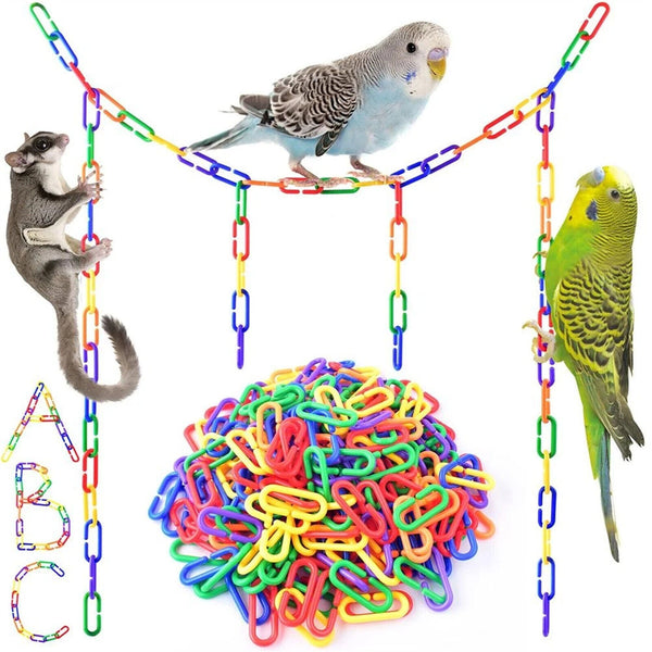 100pcs Plastic C-clips Hooks Chain C-links Sugar Glider Rat Parrot Bird Toy AUS