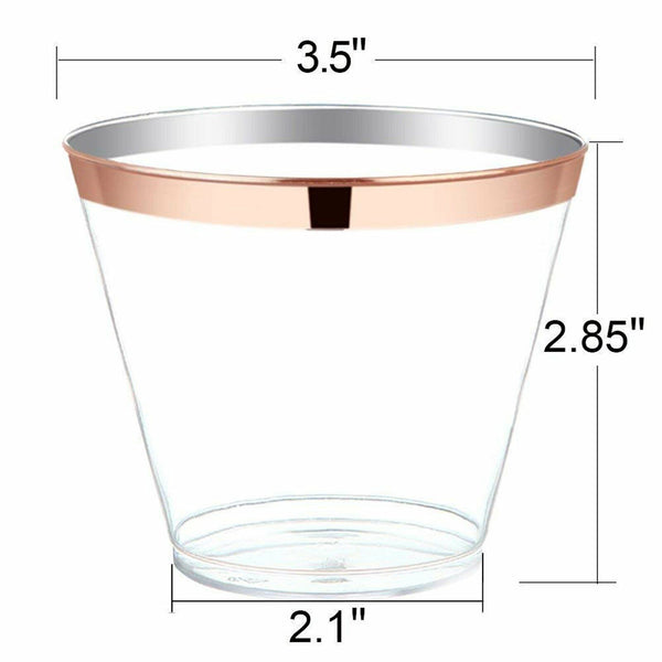 Plastic Wine Glass Rose gold Glasses Drink Cup Cocktail Party Gold Cup